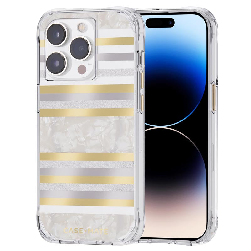 Case-Mate Pearl Stripes MagSafe - Mit Perlmutt verzierte Hülle für iPhone 14 Pro (Pearl Stripes)