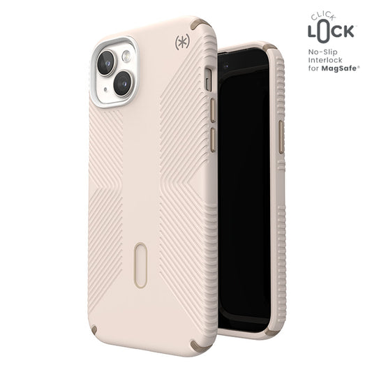 Speck Presidio2 Grip ClickLock &amp; Magsafe – Hülle für iPhone 15 Plus / iPhone 14 Plus (Bleached Bone / Heirloom Gold / Hazel Brown)