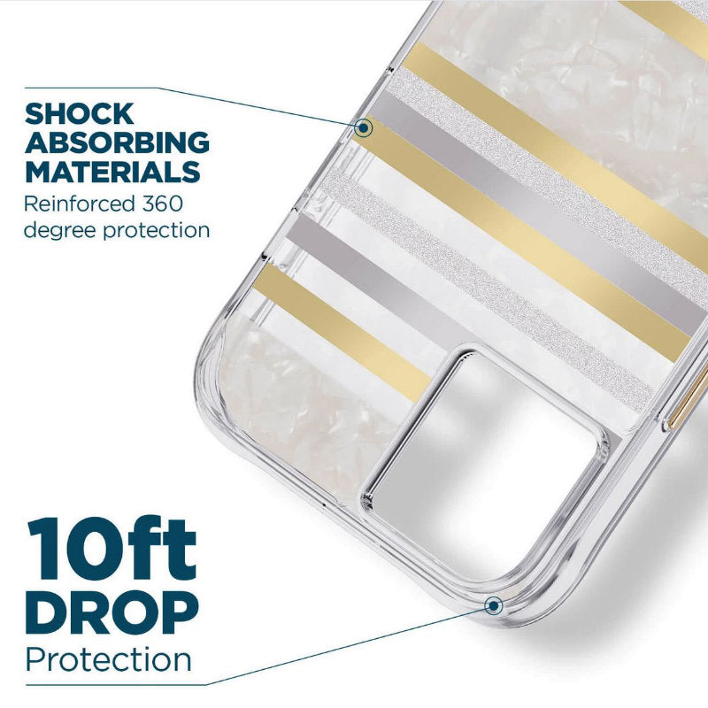 Case-Mate Pearl Stripes MagSafe - Mit Perlmutt verzierte Hülle für iPhone 14 / iPhone 13 (Pearl Stripes)