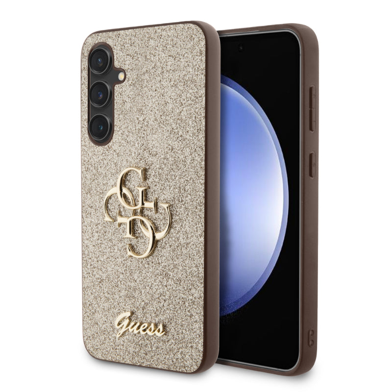 Guess Glitter Script Big 4G - Samsung Galaxy S23 FE hoesje (goud)