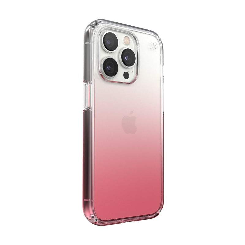 Speck Presidio Perfect-Clear + Ombre - Case for iPhone 14 Pro with MICROBAN coating (Clear / Vintage Rose Fade)