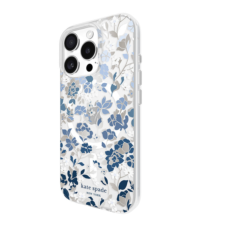 Kate Spade New York Protective Gems MagSafe - Hoesje voor iPhone 16 Pro (Bloembedblauw)