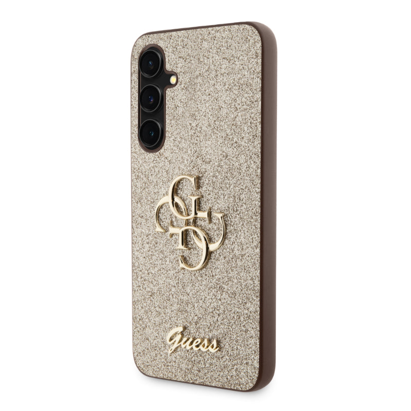 Guess Glitter Script Big 4G - Samsung Galaxy S23 FE hoesje (goud)