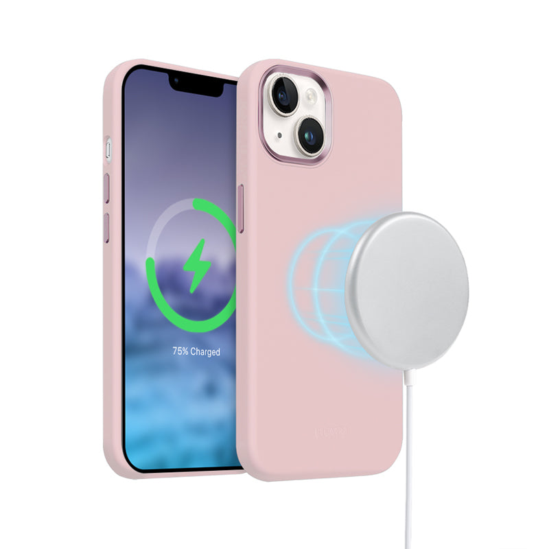 Crong Color Cover LUX Magnetic - Hülle für iPhone 15 Plus MagSafe (Rosa)