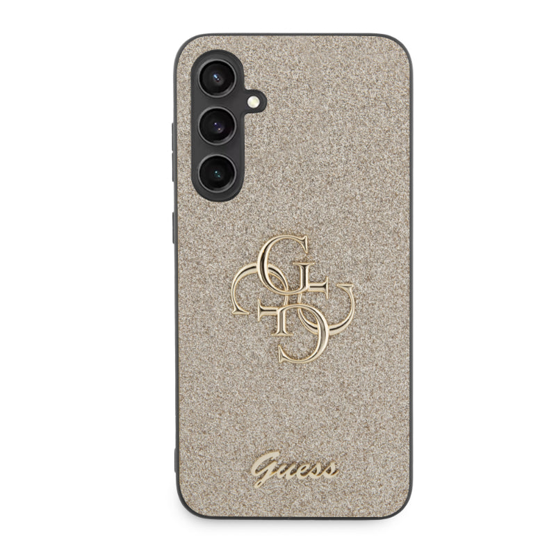 Guess Glitter Script Big 4G - Samsung Galaxy S23 FE hoesje (goud)