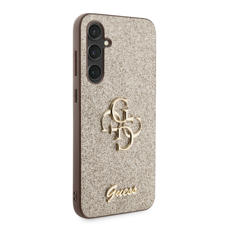 Guess Glitter Script Big 4G - Samsung Galaxy S23 FE hoesje (goud)