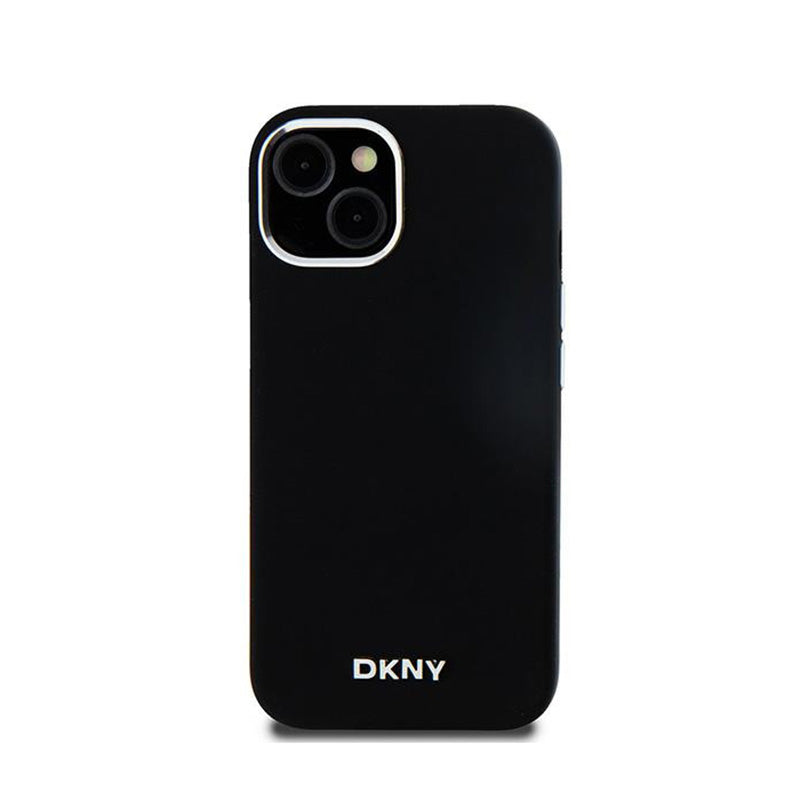 DKNY Liquid Silicone Small Metal Logo MagSafe - Hoesje voor iPhone 15 Plus / 14 Plus (zwart)