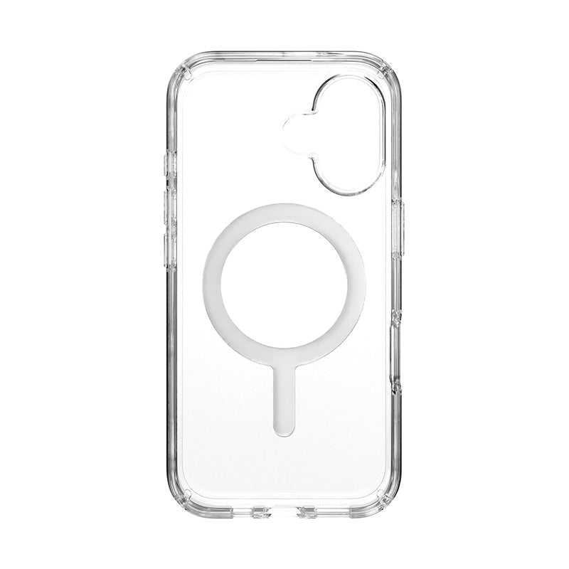 Speck Presidio Perfect-Clear MagSafe - Hoesje voor iPhone 16 (Transparant / Chromen afwerking / Serene Silver)