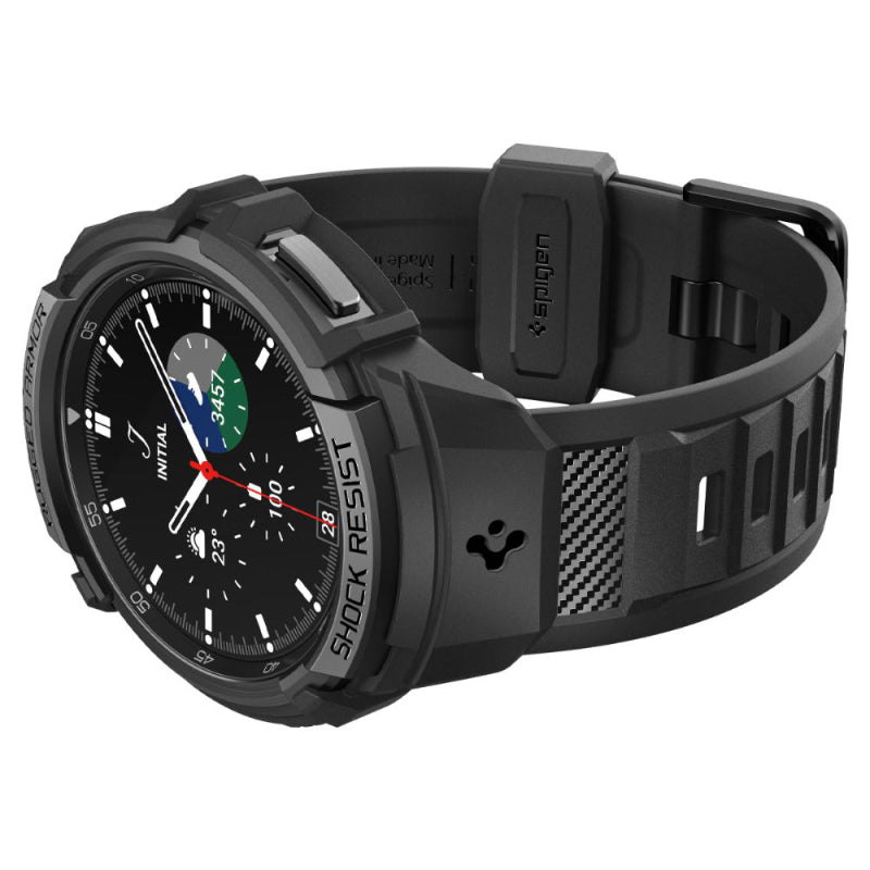 Spigen Rugged Armor Pro - Band + hoesje voor Samsung Galaxy Watch 6 Classic 47 mm (zwart)