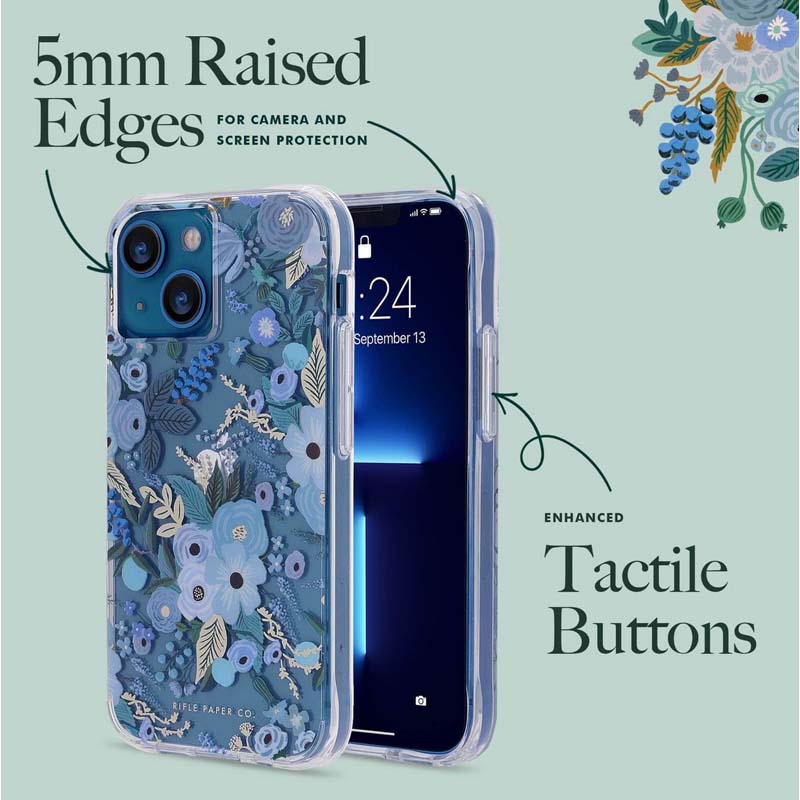 Rifle Paper Clear - Hülle für iPhone 14 Plus (Garden Party Blue)