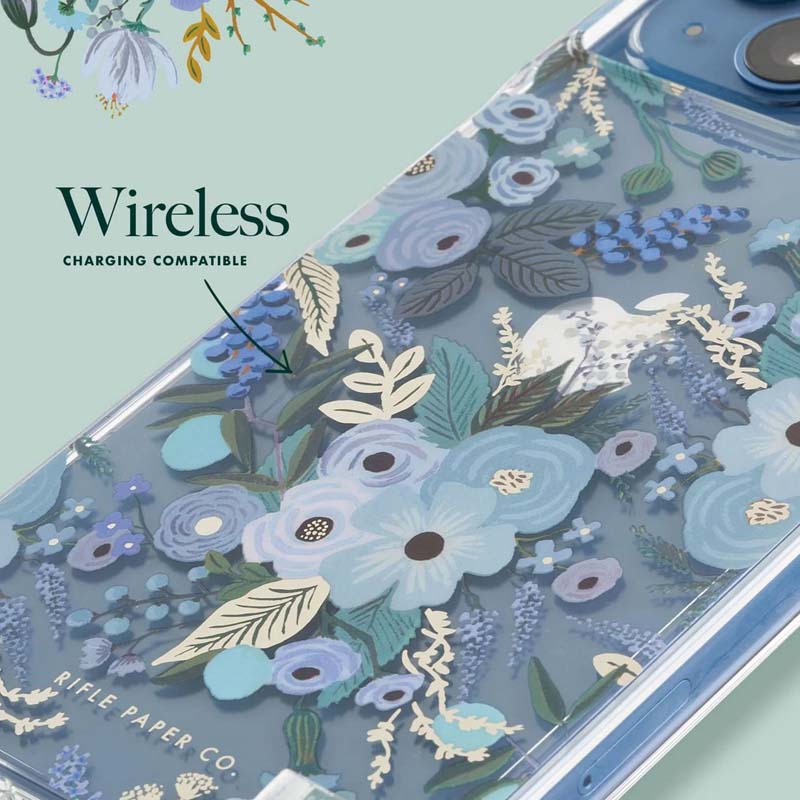 Rifle Paper Clear - Hülle für iPhone 14 Plus (Garden Party Blue)