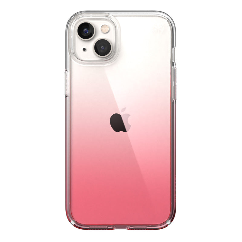 Speck Presidio Perfect-Clear + Ombre - Case for iPhone 14 Plus with MICROBAN (Clear / Vintage Rose Fade)