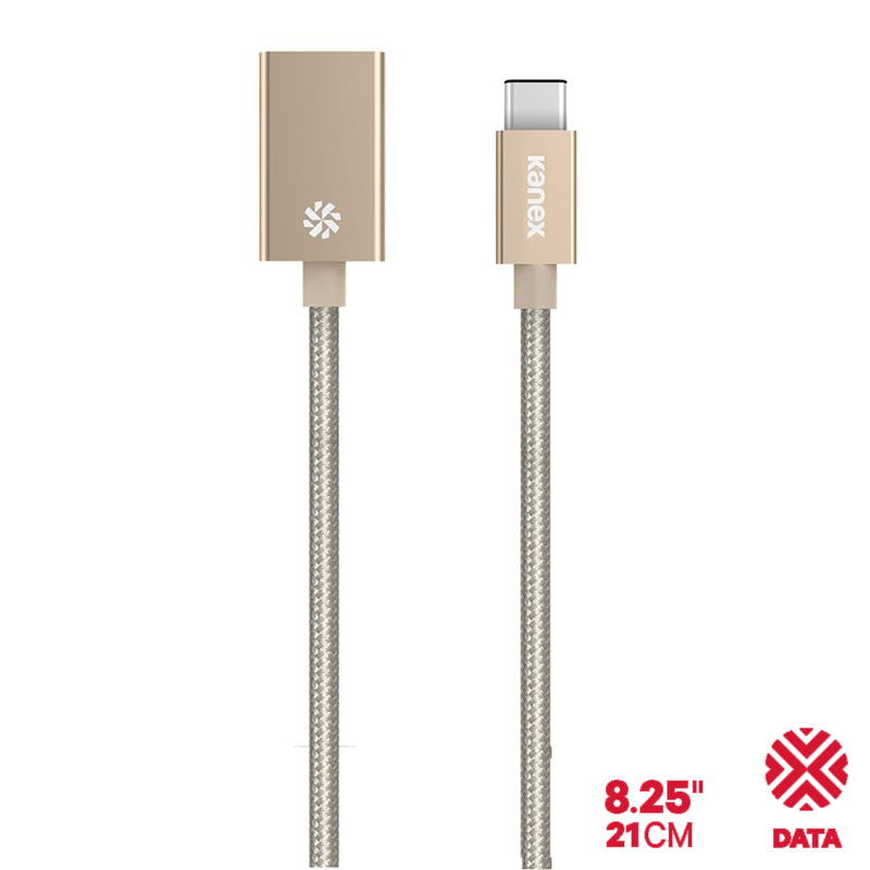 Kanex DuraBraid™-adapter - USB-C naar USB 3.0 type A aluminium adapter (goud)