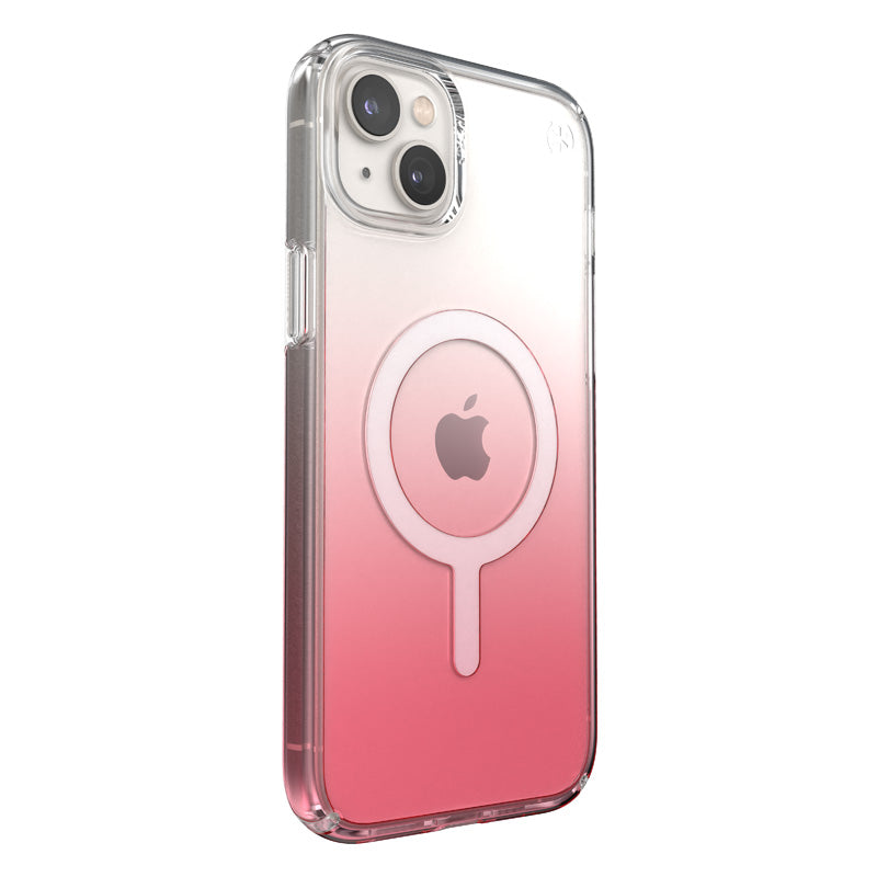 Speck Presidio Perfect-Clear + Ombre + MagSafe - Case for iPhone 14 Plus with MICROBAN coating (Clear / Vintage Rose Fade)