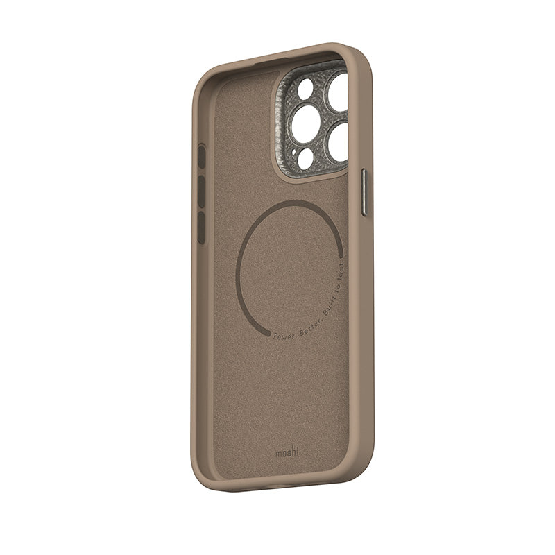 Moshi Napa MagSafe - Lederhülle für iPhone 15 Pro (Woodsmoke Brown)