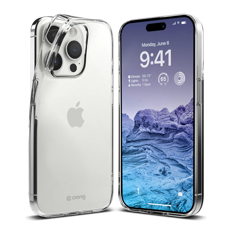 Crong Crystal Slim Cover - Hülle für iPhone 15 Pro (Transparent)