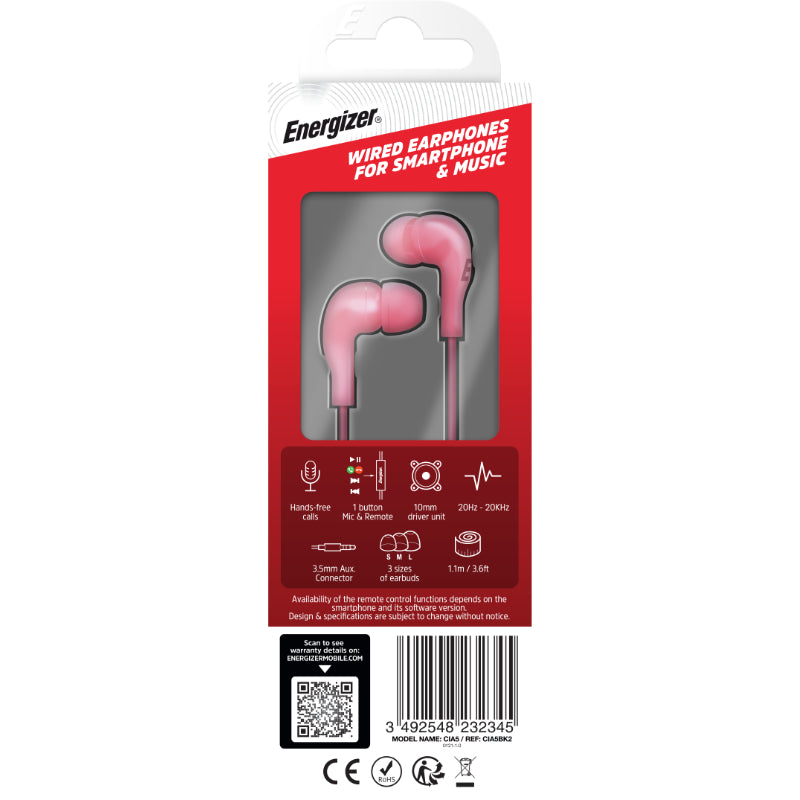 Energizer Classic CIA5 – Kopfhörer mit 3,5-mm-Klinkenstecker (Rosa)