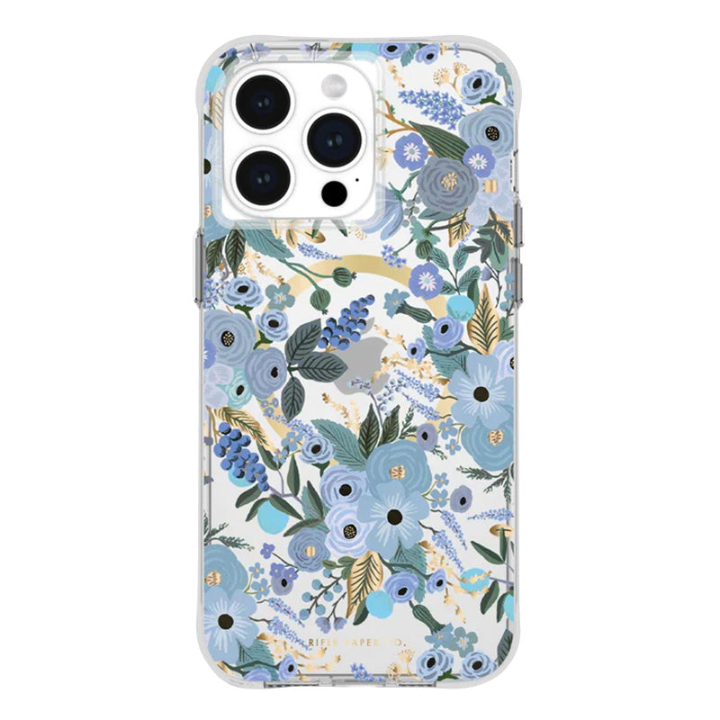 Rifle Paper Clear MagSafe - iPhone 15 Pro Max hoesje (Garden Party Blauw)