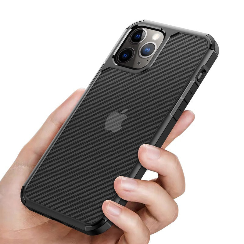 Crong Hybrid Carbon - Protective Case for iPhone SE / 8 / 7 (black)