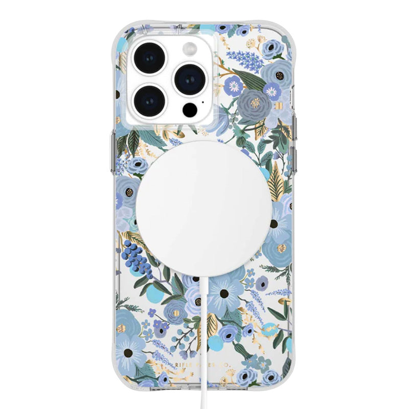 Rifle Paper Clear MagSafe - iPhone 15 Pro Max hoesje (Garden Party Blauw)