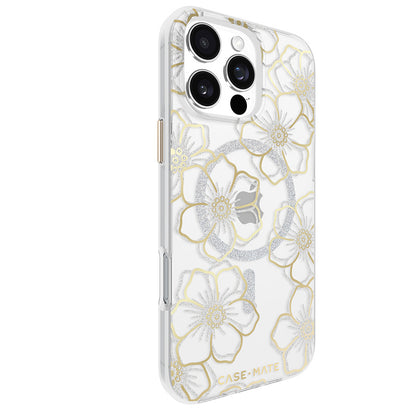 Case-Mate Floral Gems MagSafe - Hülle für iPhone 16 Pro Max (Gold)