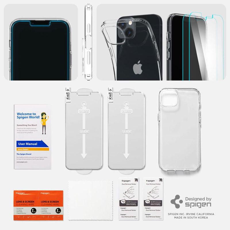 Spigen Crystal Pack - Set hoesjes voor iPhone 15 Plus / iPhone 14 Plus + beschermglas (helder)