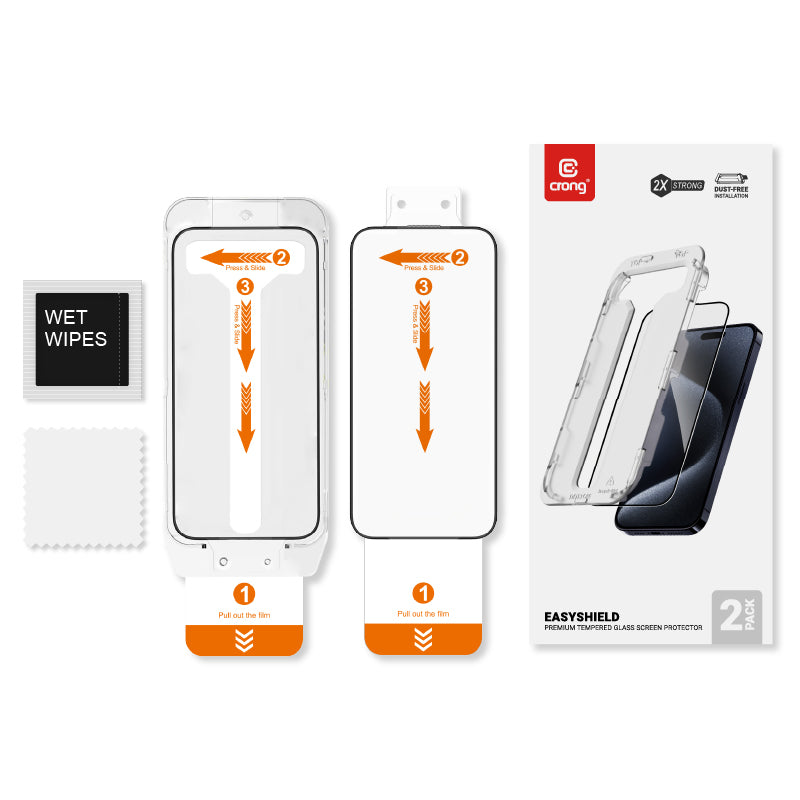 Crong EasyShield 2-Pack - Gehard glas voor iPhone 15 (2 stuks)