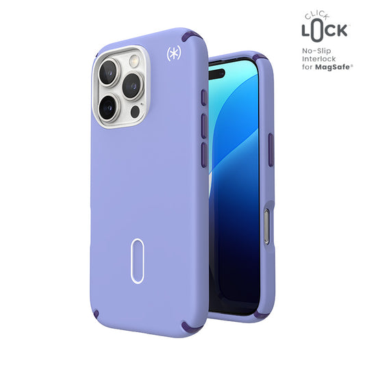 Speck Presidio2 Pro ClickLock &amp; MagSafe - Hoesje voor iPhone 16 Pro (Future Lavender / Cassis Purple / Wit)