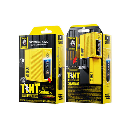 WEKOME WP-U155 Tint Series – 2x USB-C &amp; USB-A Superschnellladegerät GaN 100W (Gelb)