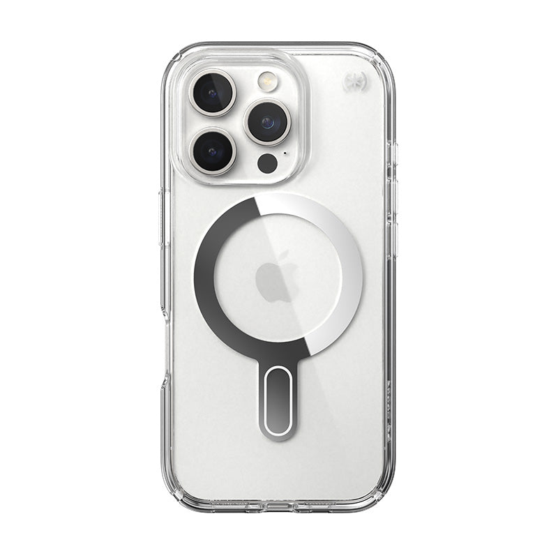 Speck Presidio Perfect-Clear ClickLock &amp; MagSafe - Hoesje voor iPhone 16 Pro (Transparant / Chromen afwerking / Serene Silver)