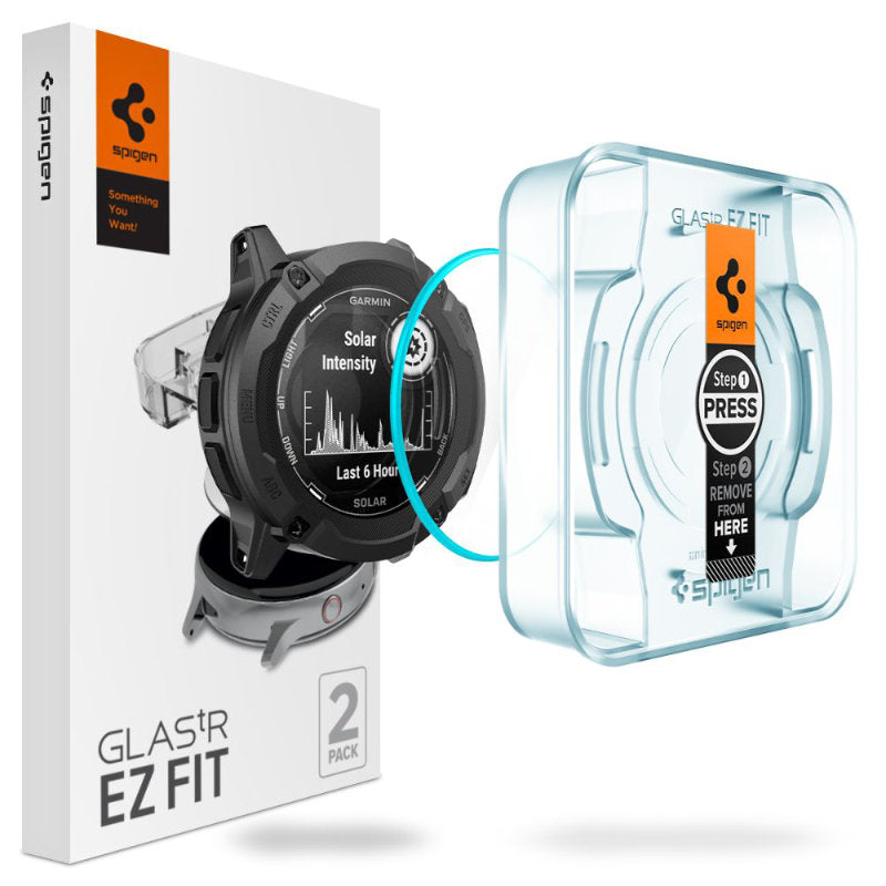 Spigen GLAS.TR EZ FIT 2-Pack - Gehard glas voor Garmin Instinct 2X Solar (2 stuks)