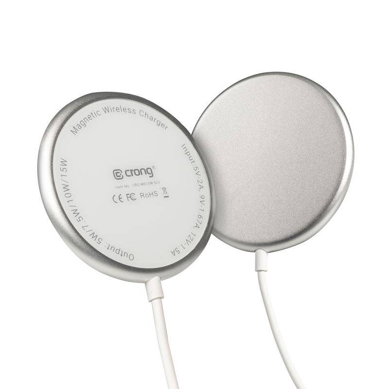 Crong MagSpot - Aluminium wireless charger MagSafe (Silver White)