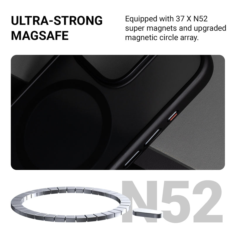 Crong Hybrid Frost MAG Cover - Hoesje met MagSafe voor iPhone 16 Pro (zwart)