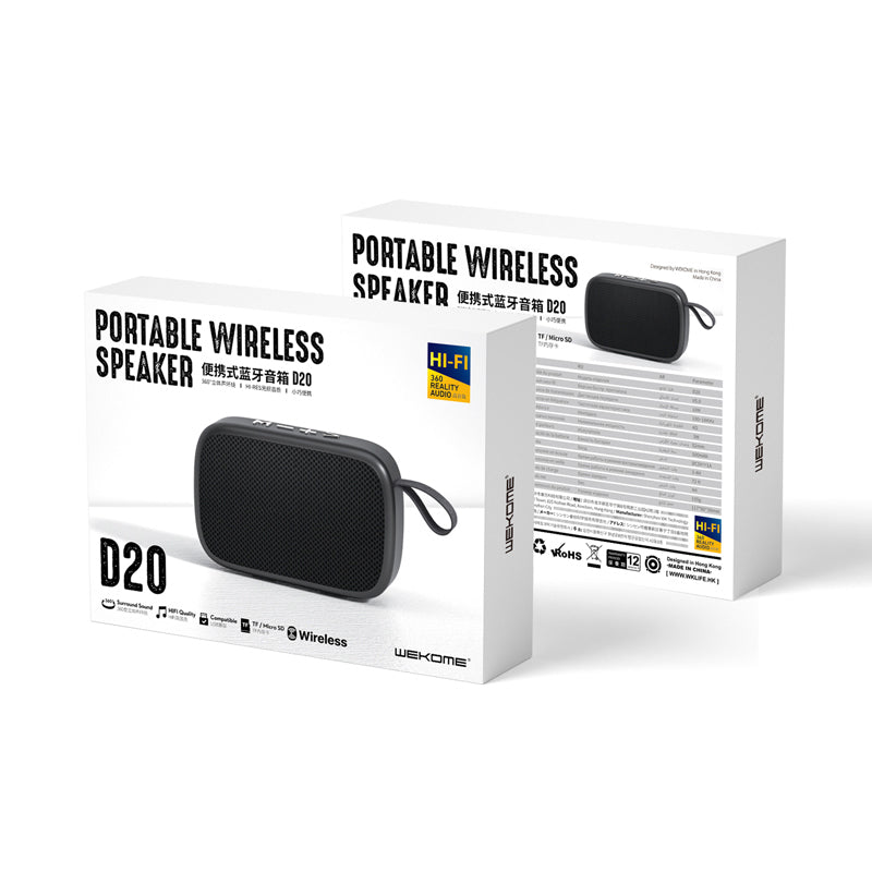 WEKOME D20 - Draagbare draadloze Bluetooth V5.0-luidspreker (zwart)