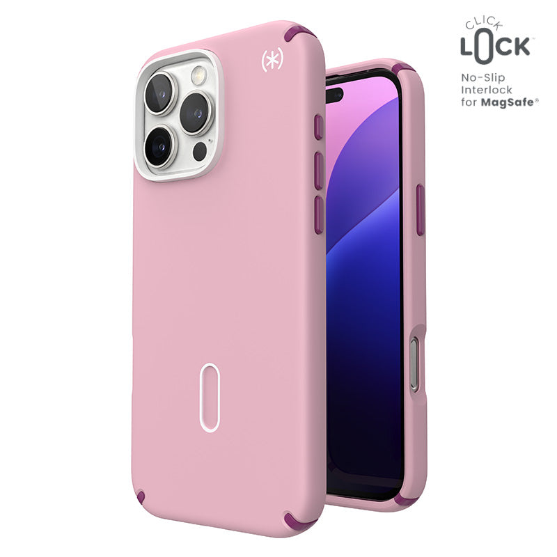 Speck Presidio2 Pro ClickLock &amp; MagSafe - Hoesje voor iPhone 16 Pro Max (Woensdag Roze / Boysenberry Paars / Wit)