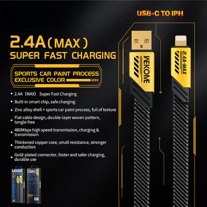 WEKOME WDC-190 Mecha-Serie – USB-A-auf-Lightning-Schnellladeverbindungskabel 1 m (Gelb)