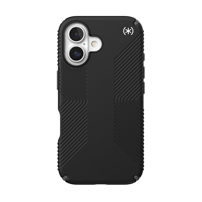 Speck Presidio2 Grip - Hoesje voor iPhone 16 (Zwart / Leigrijs / Wit)