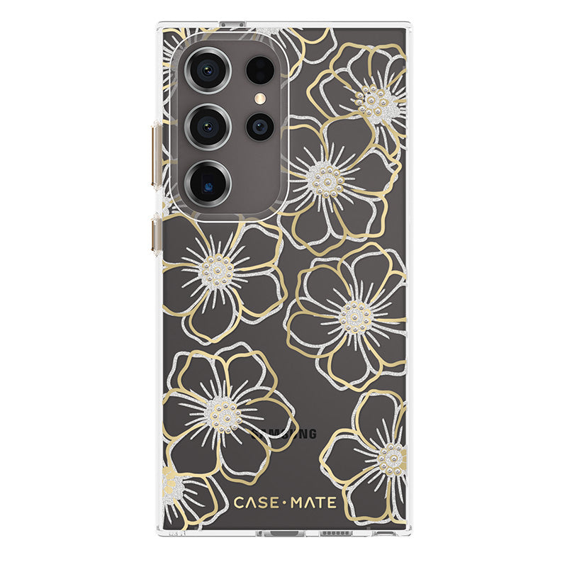 Case-Mate Floral Gems - hoesje voor Samsung Galaxy S24 Ultra (goud)