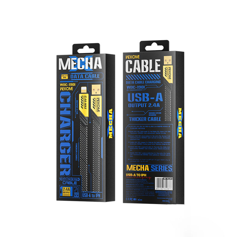 WEKOME WDC-190 Mecha Series - USB-A to Lightning Fast Charging Connection Cable 1 m (Yellow)