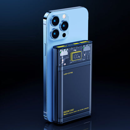 WEKOME WP-321 Vanguard Series – Powerbank 20000 mAh Super Charging PD 20 W + QC 22,5 W (Schwarz/Transparent)
