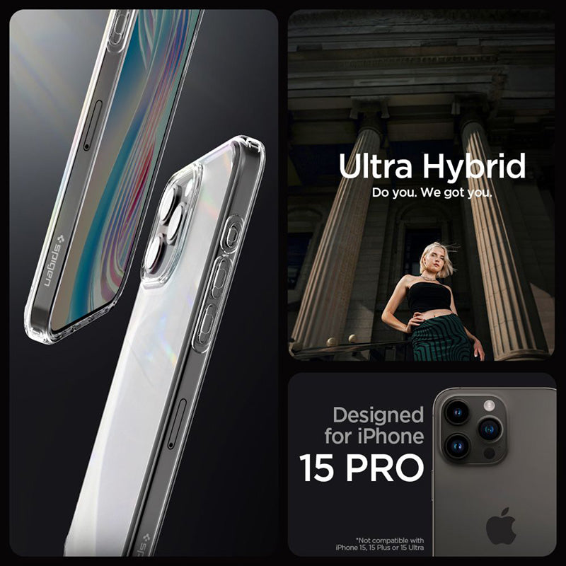 Spigen Ultra Hybrid - hoesje voor iPhone 15 Pro (vorsthelder)