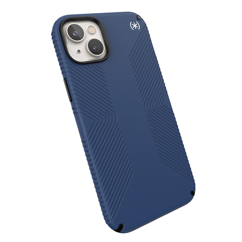 Speck Presidio2 Grip + MagSafe - Case for iPhone 14 Plus with MICROBAN coating (Coastal Blue / Black / White)