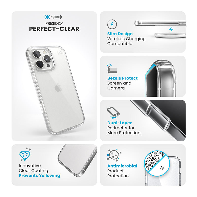 Speck Presidio Perfect-Clear - Hoesje voor iPhone 16 Pro Max (Transparant)