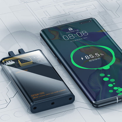 WEKOME WP-323 Vanguard Series – Powerbank 10000 mAh Super Charging mit integriertem USB-C- und Lightning-Kabel PD 20 W + QC 22,5 W (Schwarz/Transparent)
