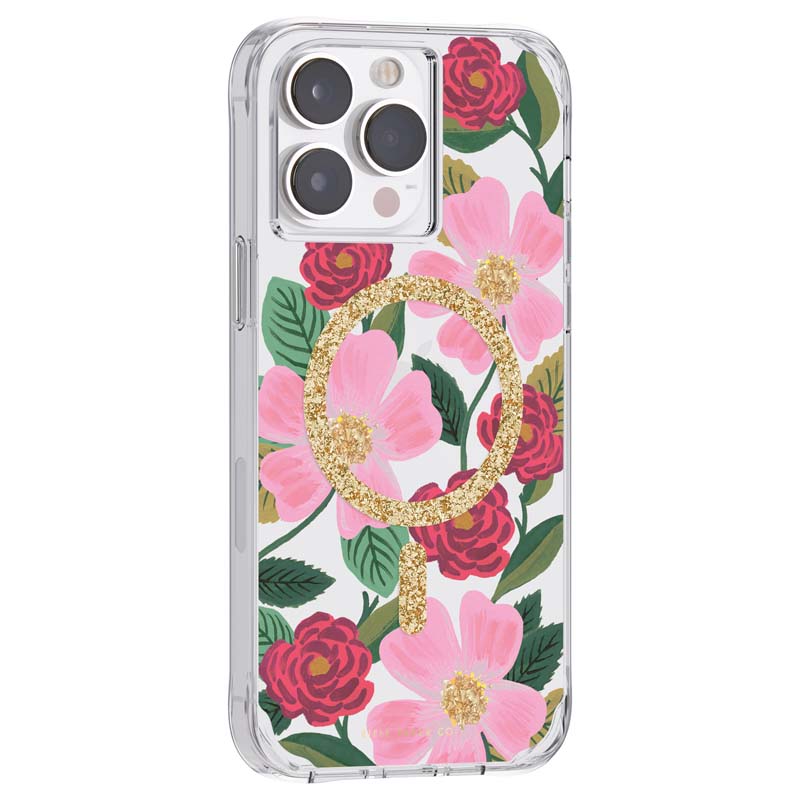 Rifle Paper Clear MagSafe - Hoesje gedecoreerd in goud voor iPhone 14 Pro Max (Rose Garden)