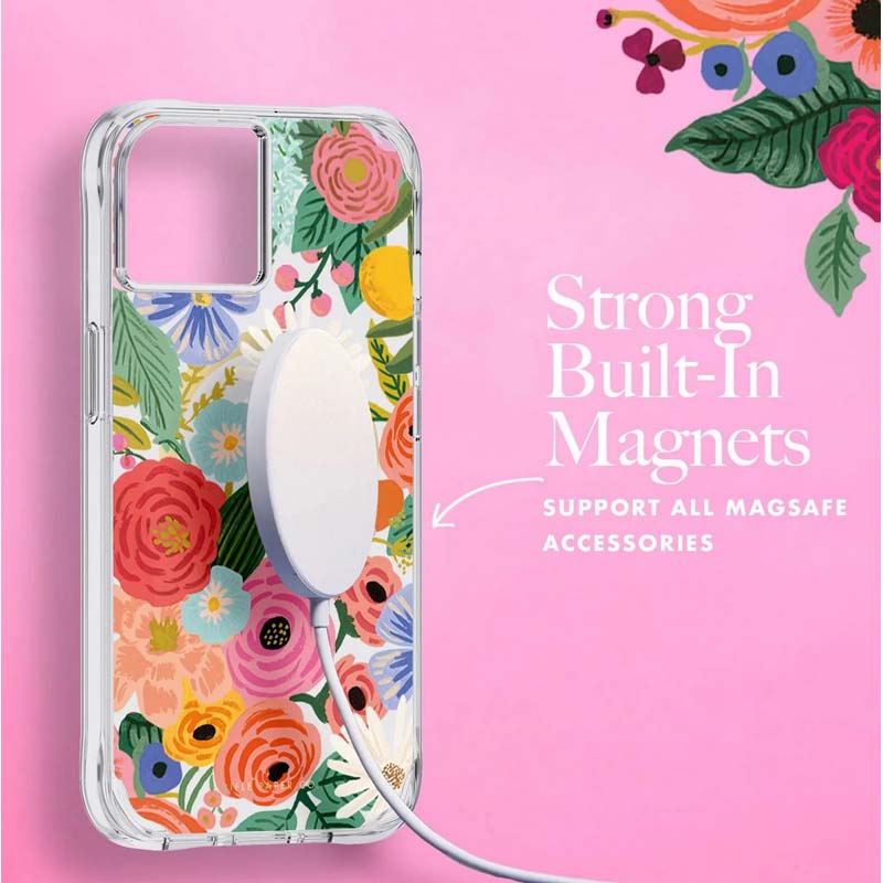 Rifle Paper Clear MagSafe - Hülle für iPhone 14 Plus (Garden Party Blush)