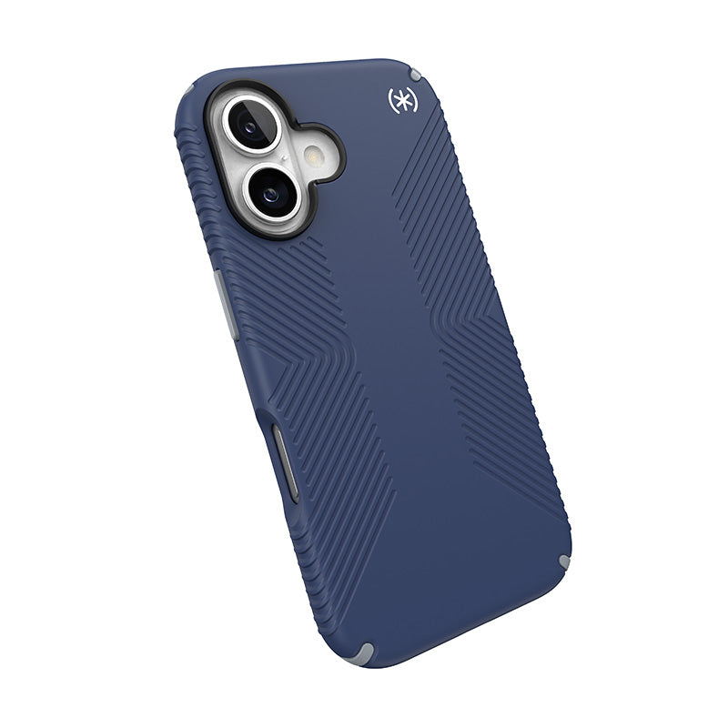 Speck Presidio2 Grip - Hoesje voor iPhone 16 (Kustblauw / Stofgrijs / Wit)