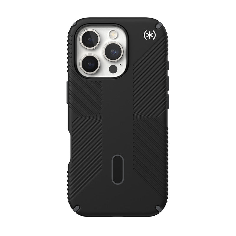 Speck Presidio2 Grip ClickLock &amp; MagSafe - Hoesje voor iPhone 16 Pro (Zwart / Leigrijs / Wit)