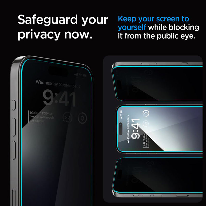 Spigen GLAS.TR EZ FIT Privacy - Gehard glas met privacyfilter voor iPhone 15