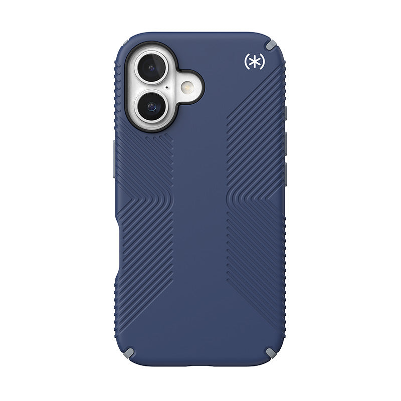 Speck Presidio2 Grip - Hoesje voor iPhone 16 (Kustblauw / Stofgrijs / Wit)